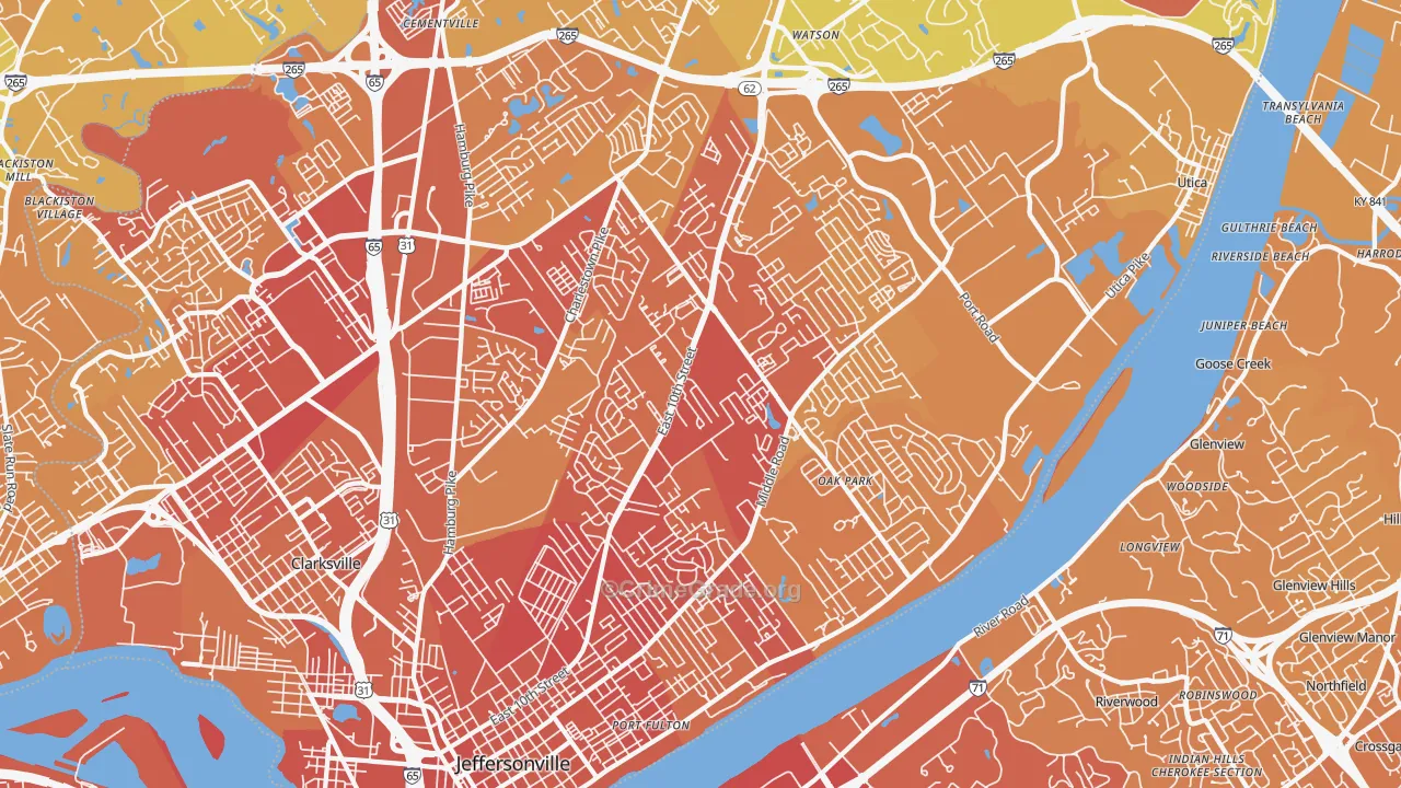 47130, IN Map of Vehicle Theft Rates