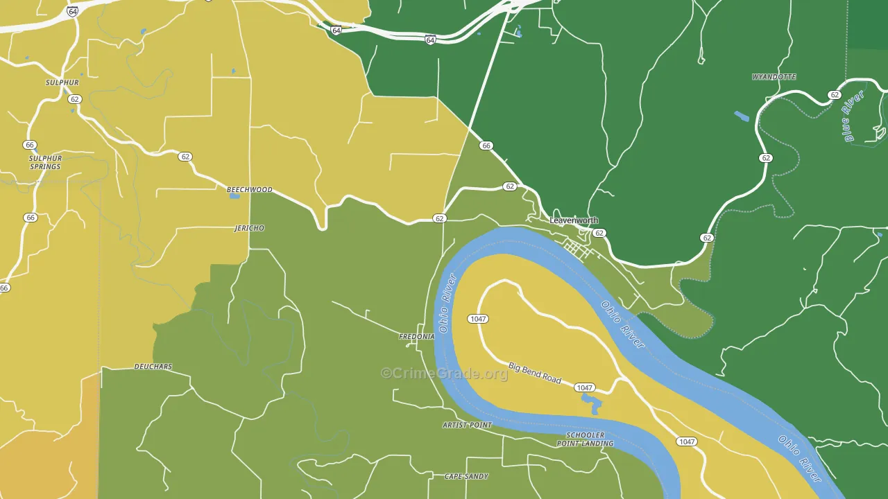 47137, IN Map of Vehicle Theft Rates