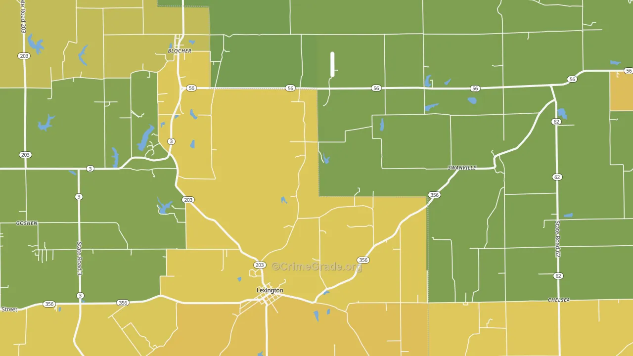 47138, IN Map of Vehicle Theft Rates
