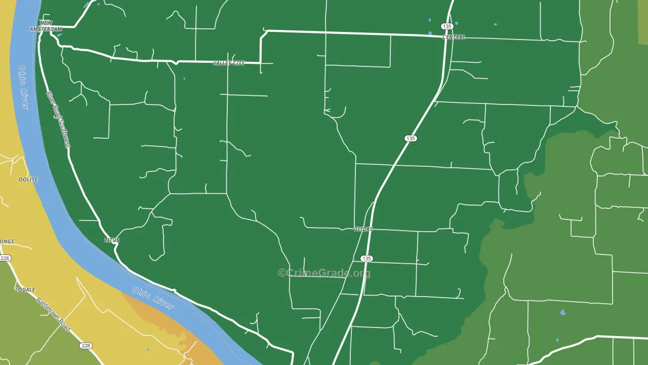 47142, IN Map of Vehicle Theft Rates