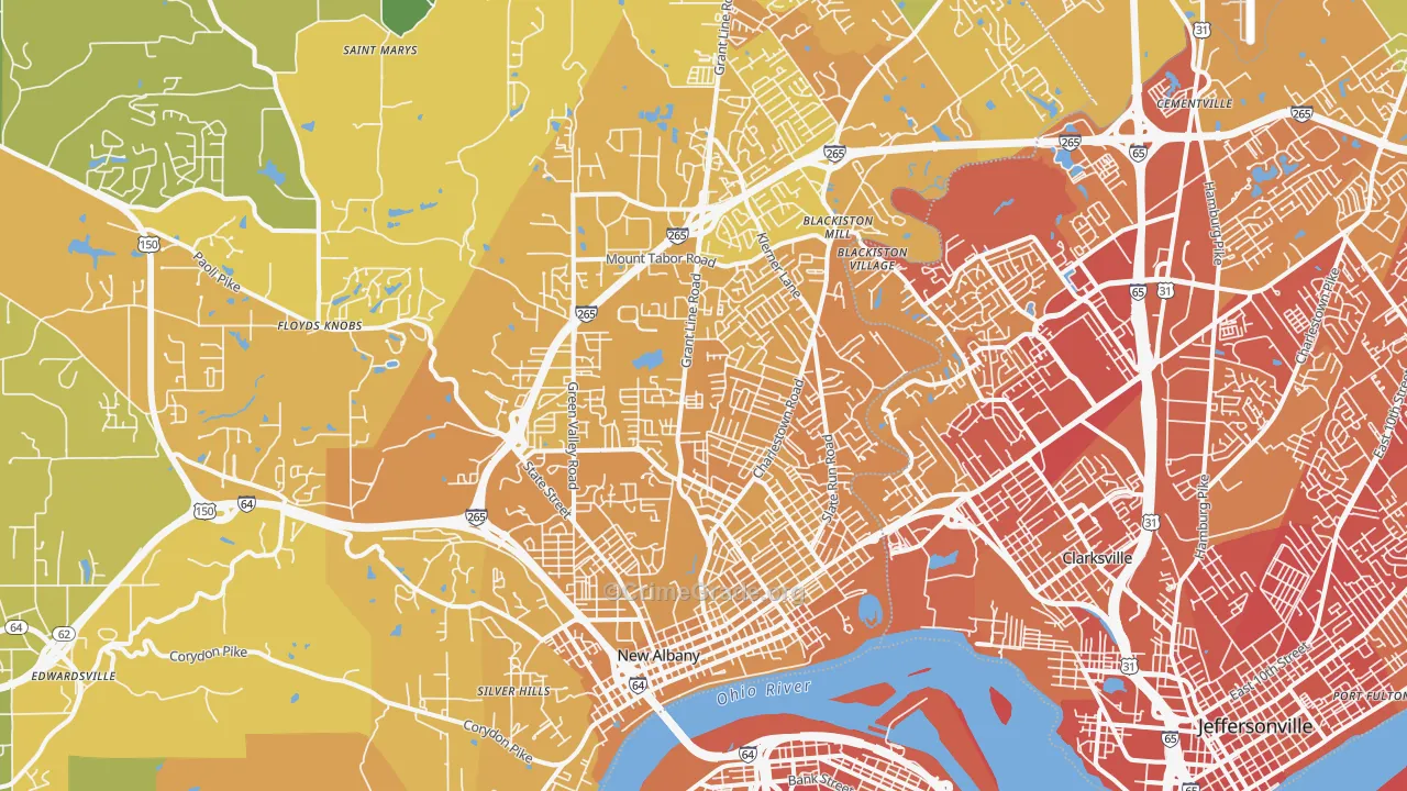 47150, IN Map of Vehicle Theft Rates