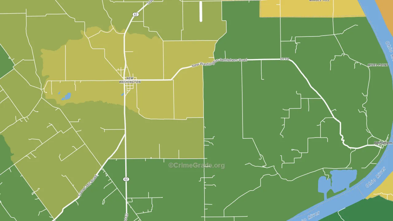 47162, IN Map of Vehicle Theft Rates