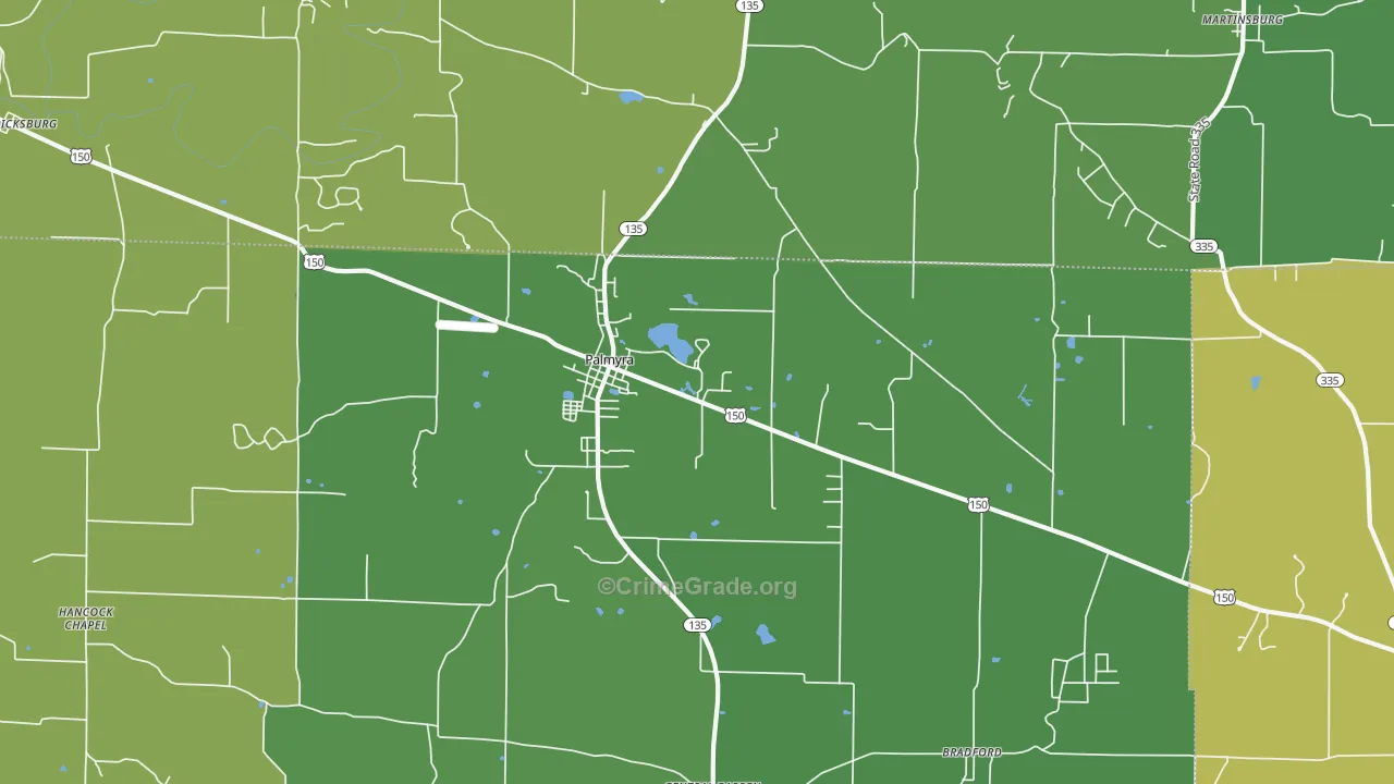 47164, IN Map of Vehicle Theft Rates