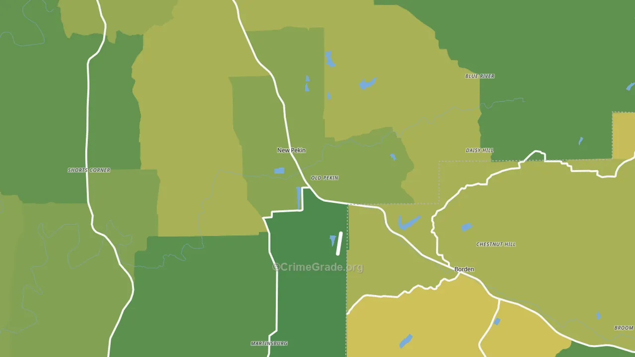 47165, IN Map of Vehicle Theft Rates