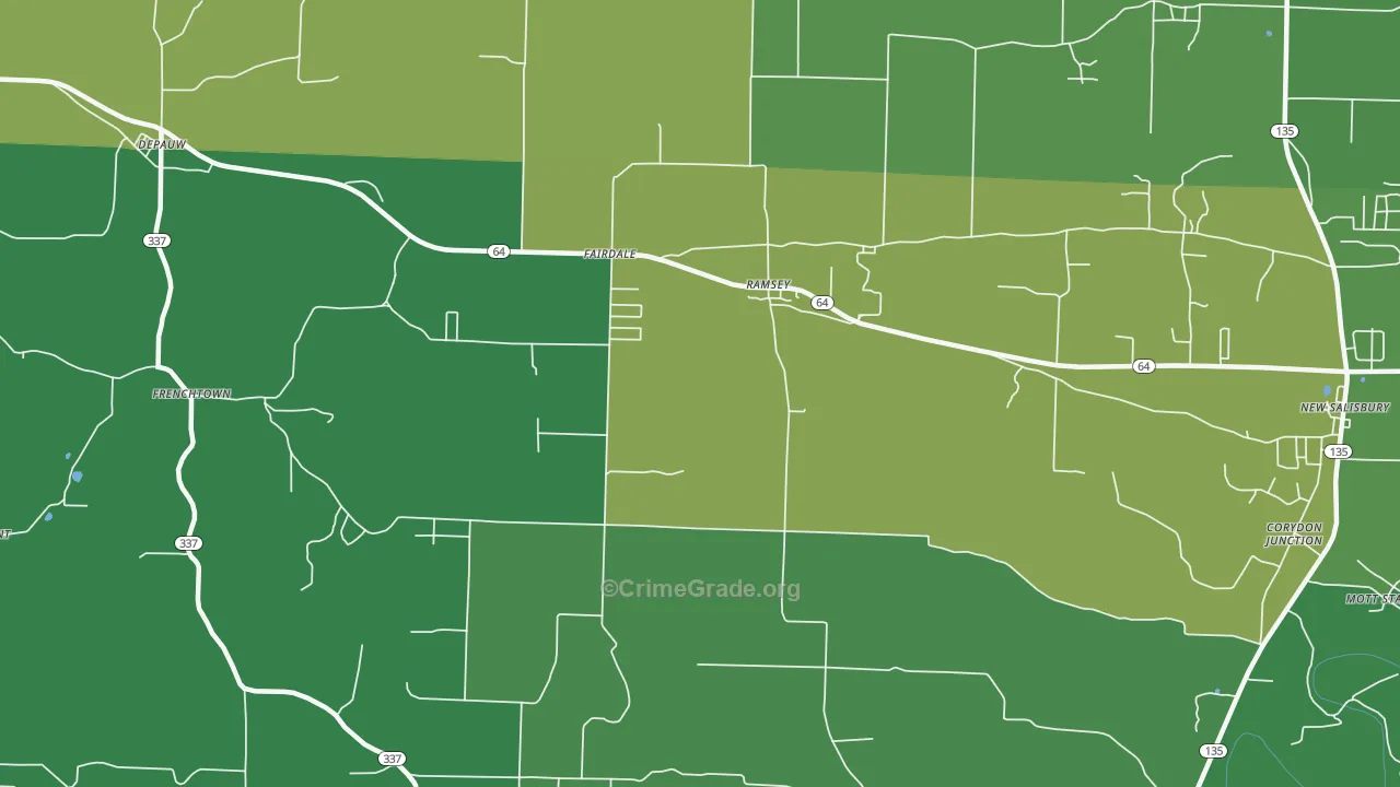 47166, IN Map of Vehicle Theft Rates