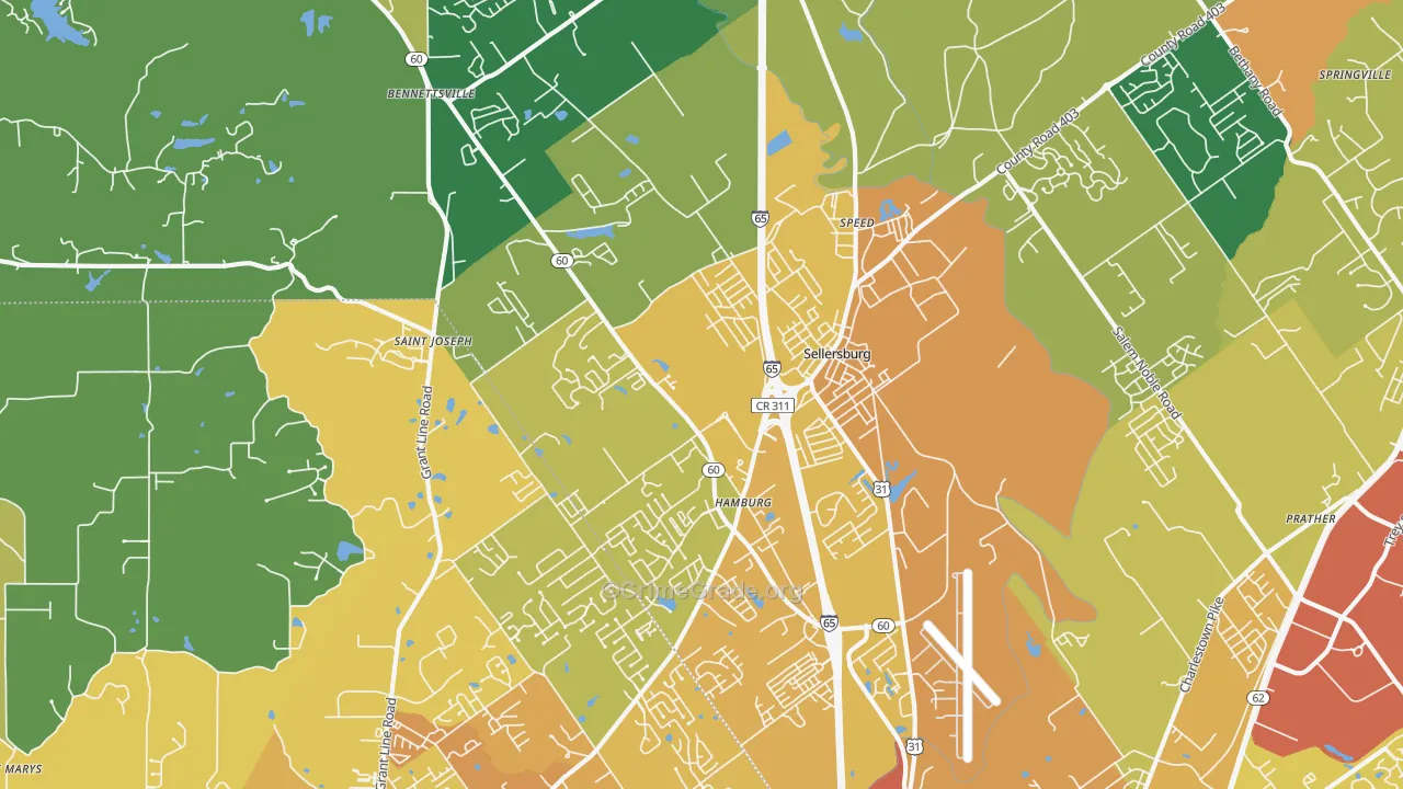 47172, IN Map of Vehicle Theft Rates