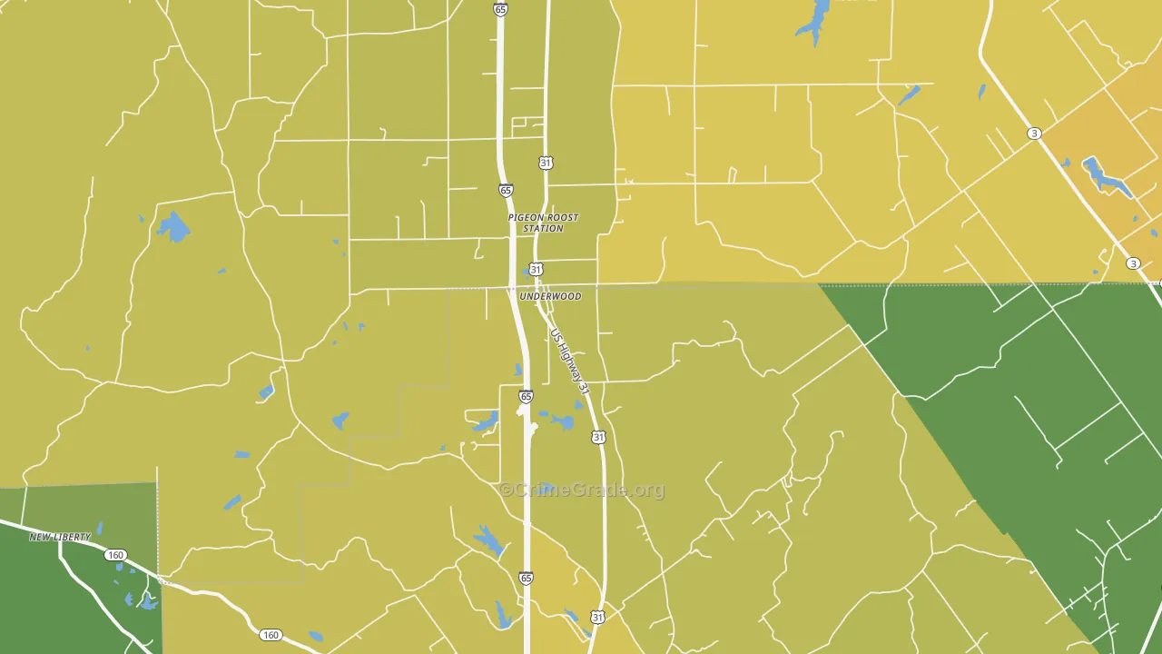 47177, IN Map of Vehicle Theft Rates