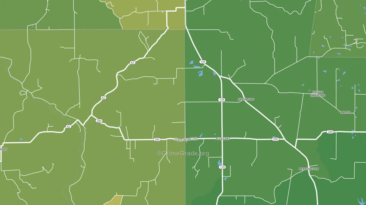 47224, IN Map of Vehicle Theft Rates
