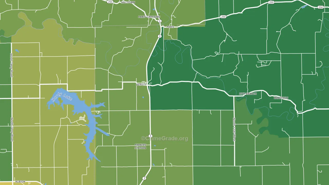 47230, IN Map of Vehicle Theft Rates