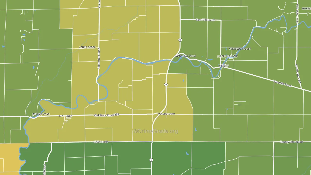 47234, IN Map of Vehicle Theft Rates