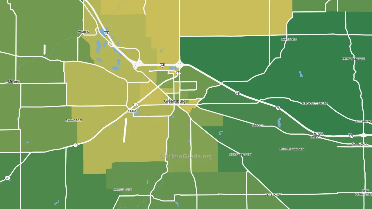 47240, IN Map of Vehicle Theft Rates