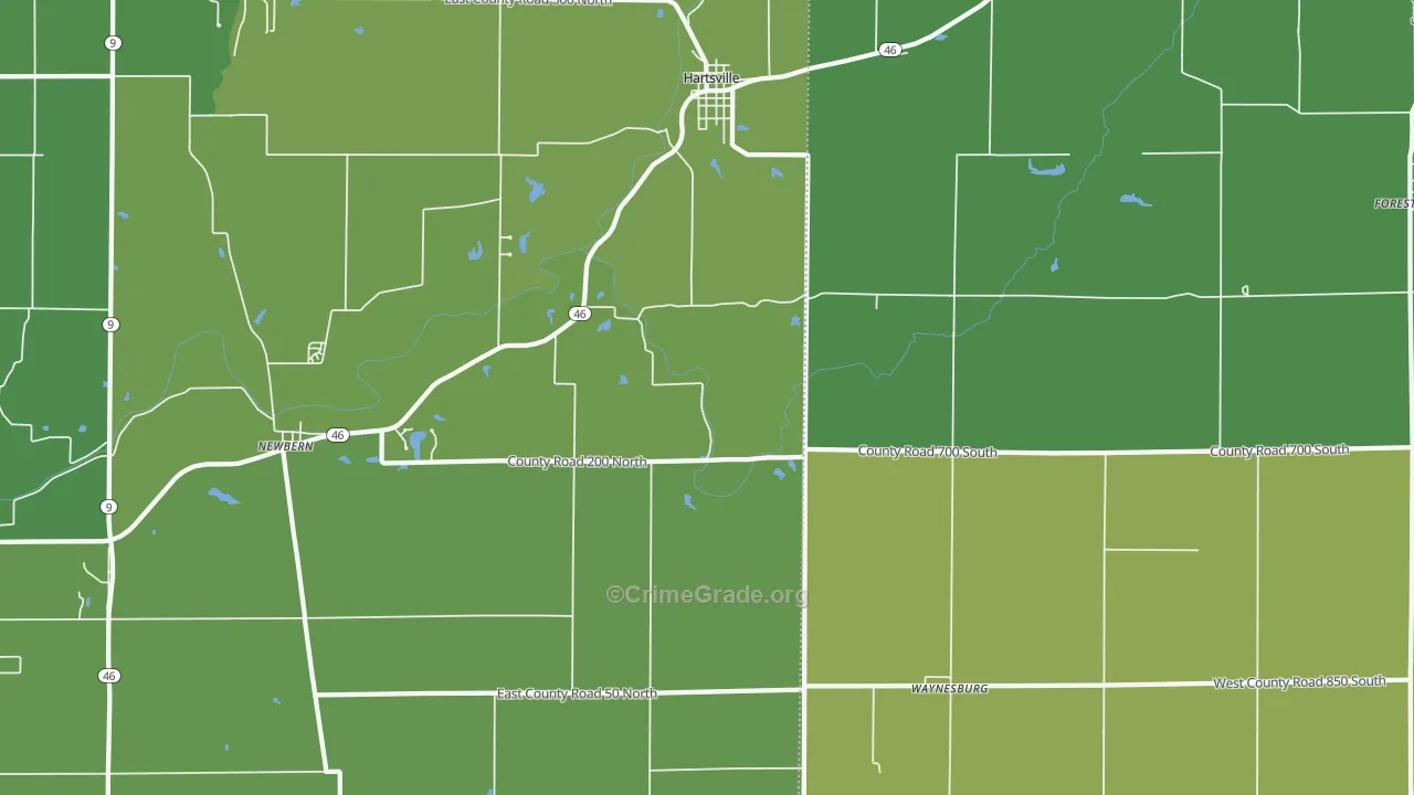 47244, IN Map of Vehicle Theft Rates