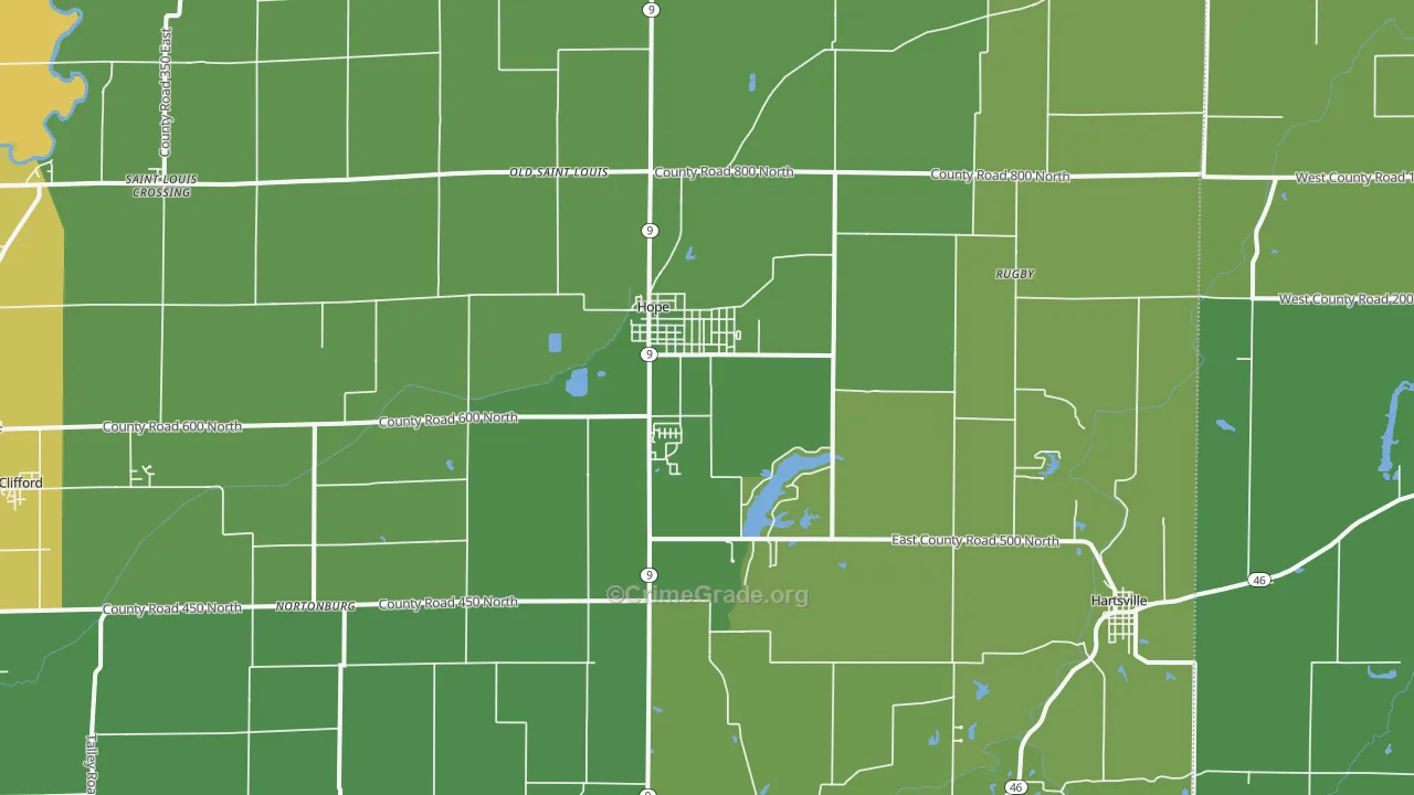 47246, IN Map of Vehicle Theft Rates