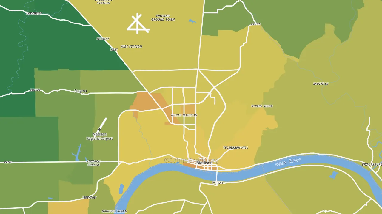 47250, IN Map of Vehicle Theft Rates