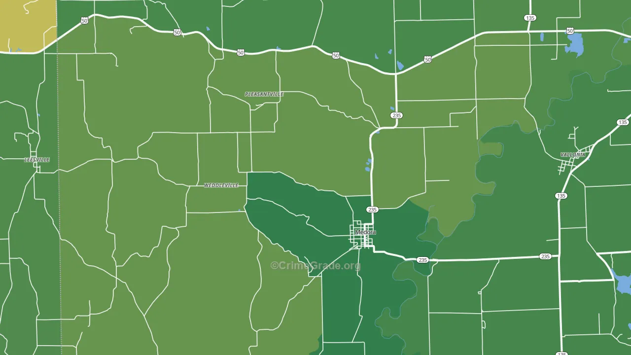 47260, IN Map of Vehicle Theft Rates