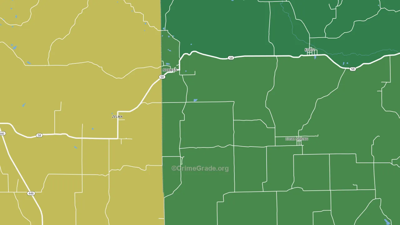 47264, IN Map of Vehicle Theft Rates