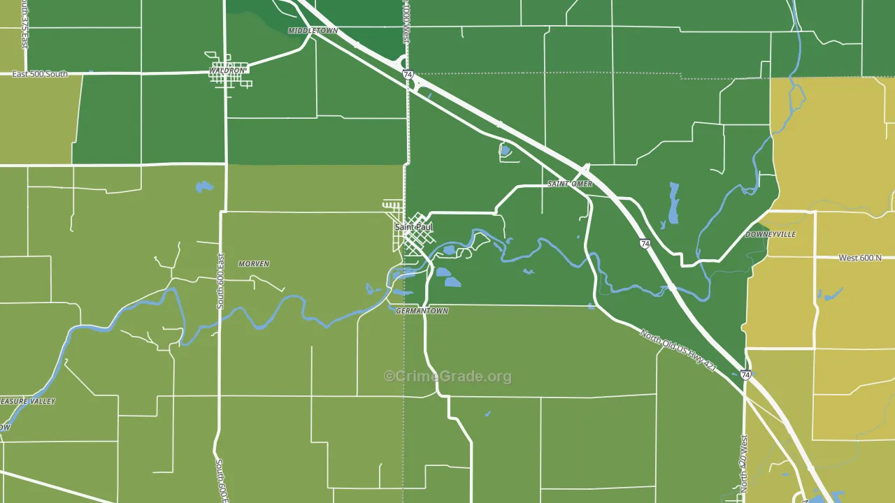 47272, IN Map of Vehicle Theft Rates