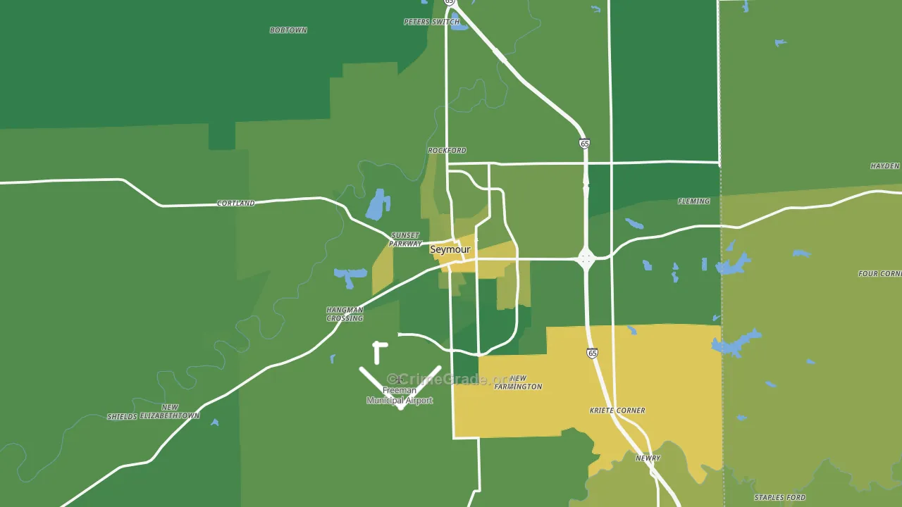 47274, IN Map of Vehicle Theft Rates