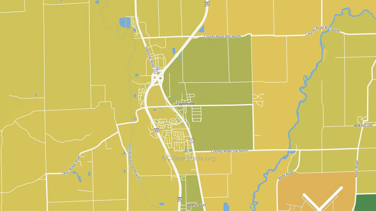 47280, IN Map of Vehicle Theft Rates