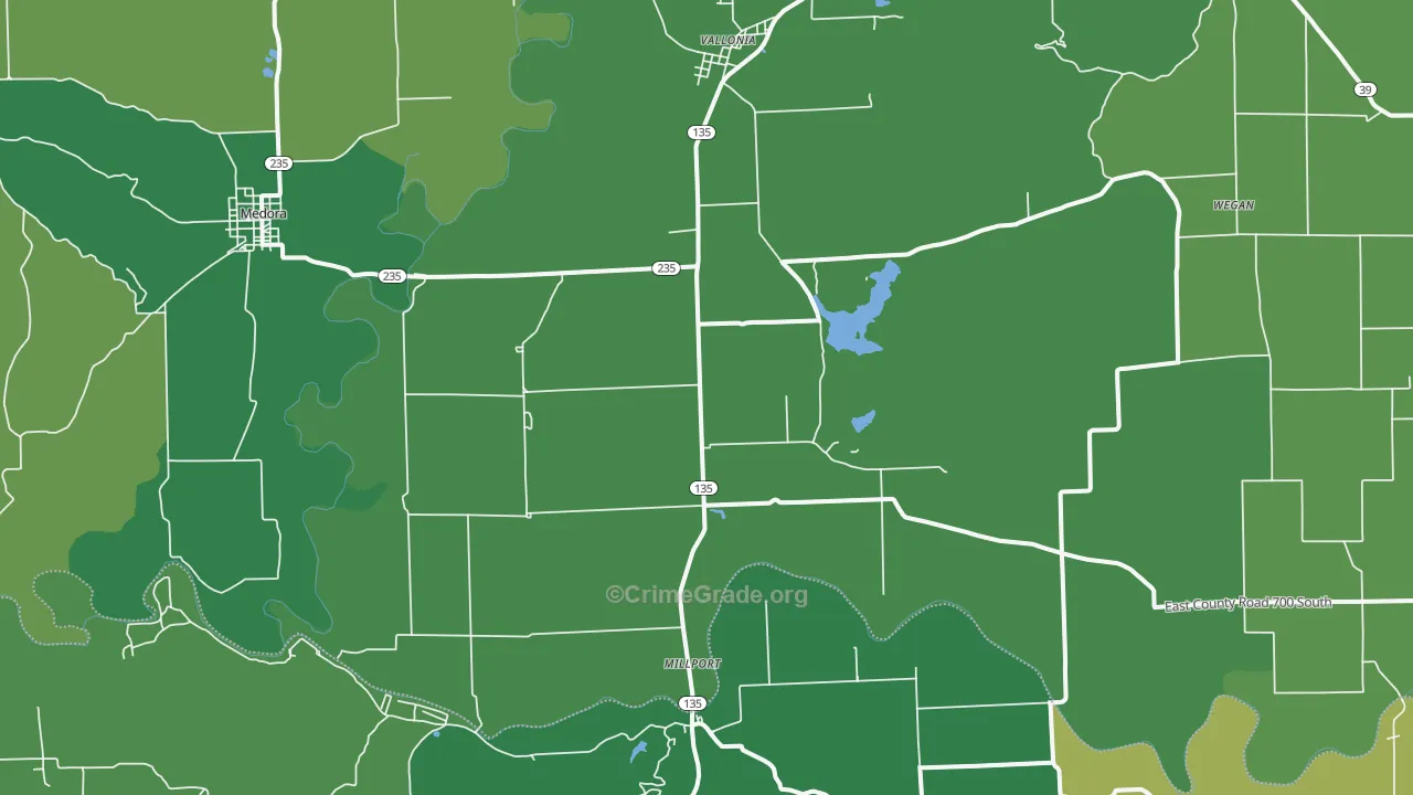 47281, IN Map of Vehicle Theft Rates