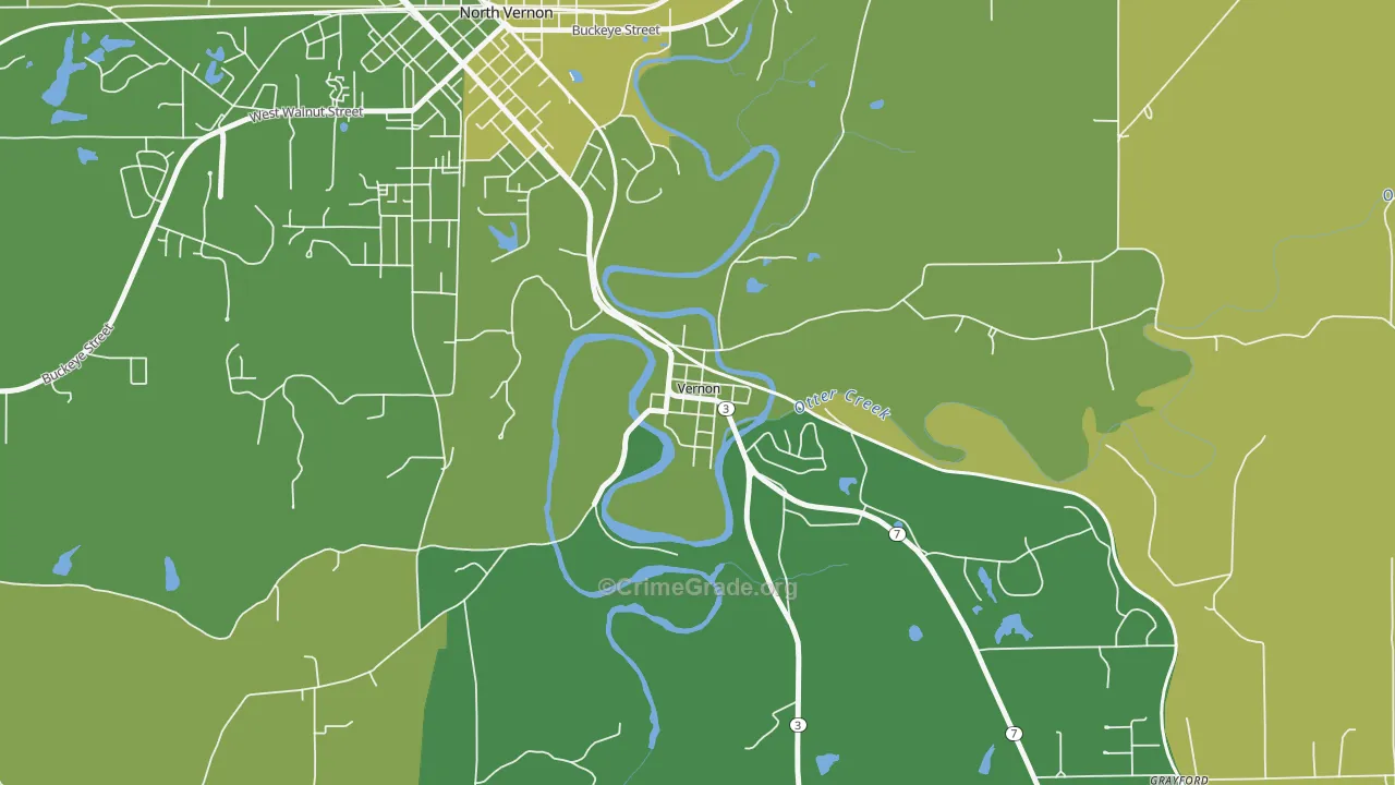 47282, IN Map of Vehicle Theft Rates