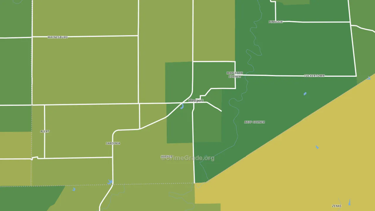47283, IN Map of Vehicle Theft Rates