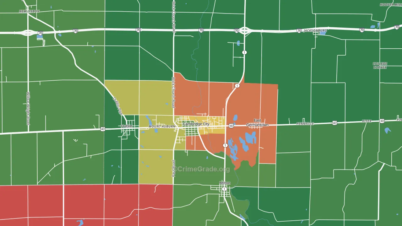 47327, IN Map of Vehicle Theft Rates