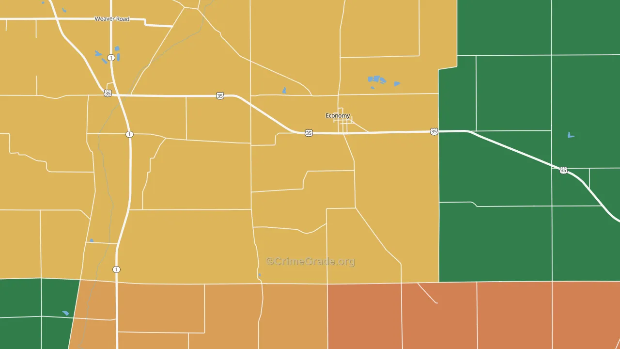 47339, IN Map of Vehicle Theft Rates