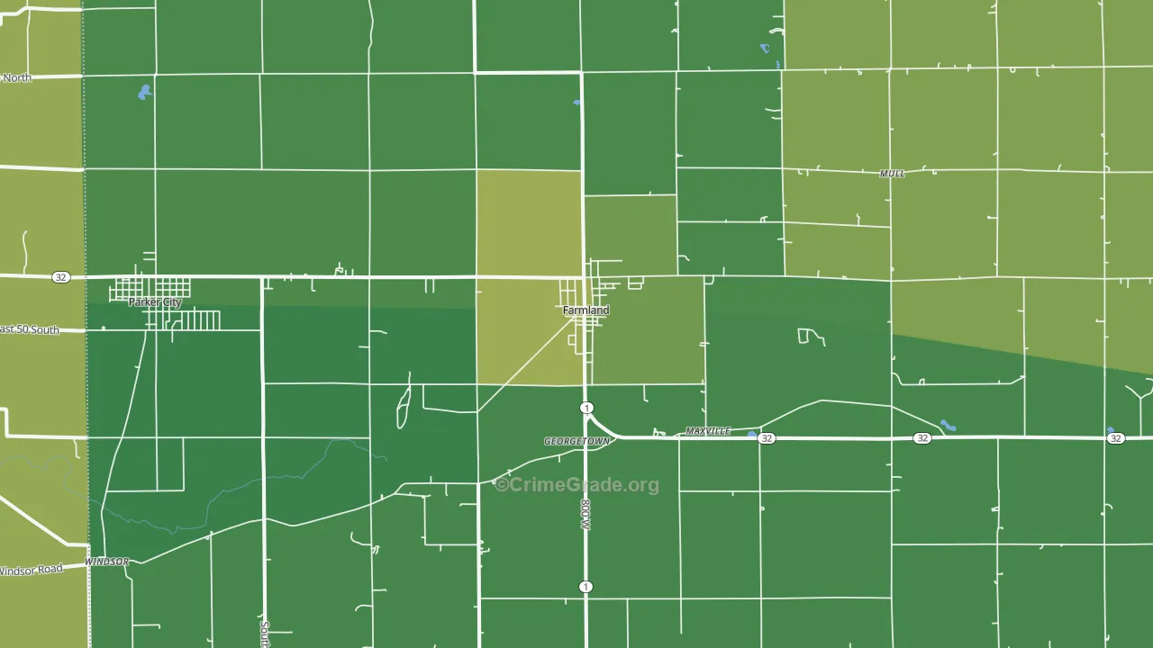 47340, IN Map of Vehicle Theft Rates