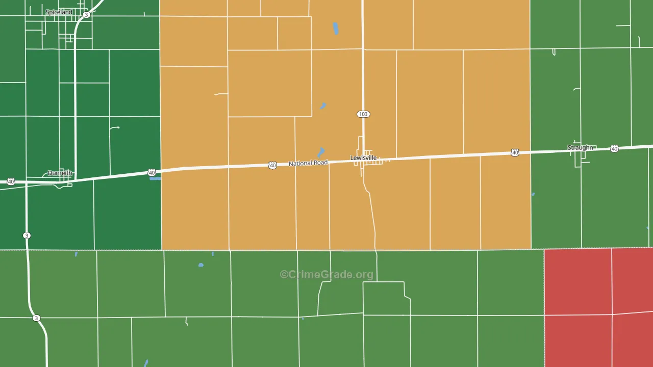 47352, IN Map of Vehicle Theft Rates