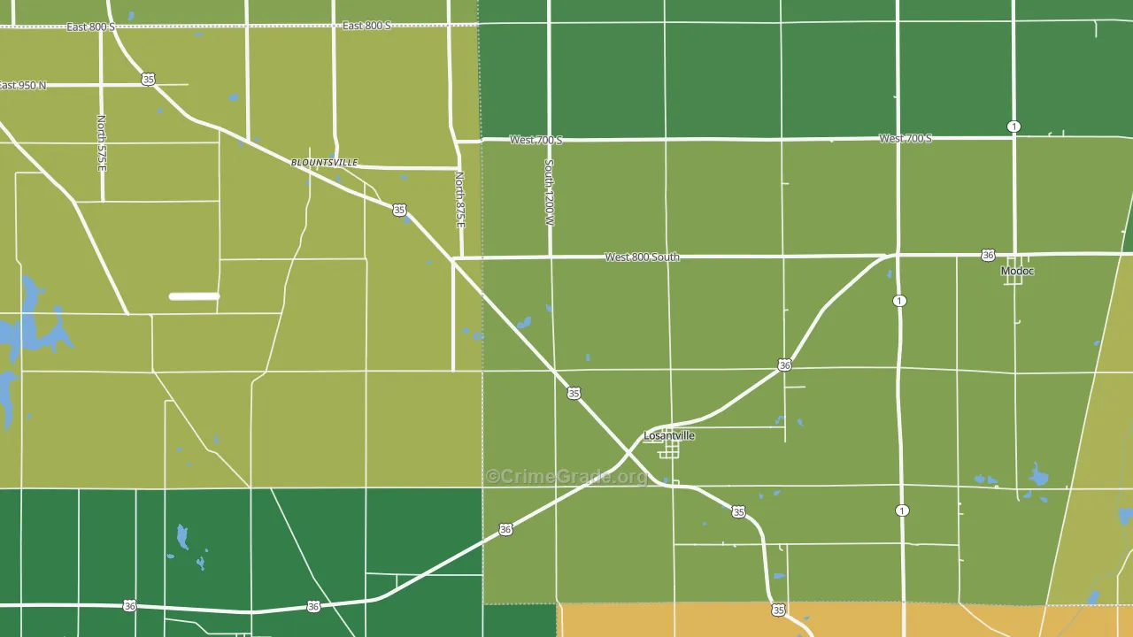 47354, IN Map of Vehicle Theft Rates