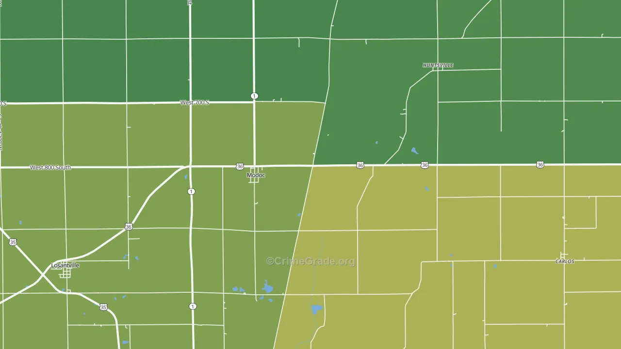 47358, IN Map of Vehicle Theft Rates