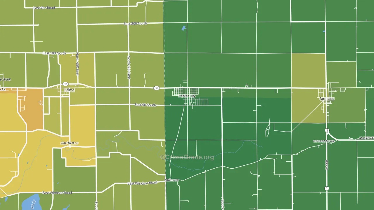 47368, IN Map of Vehicle Theft Rates