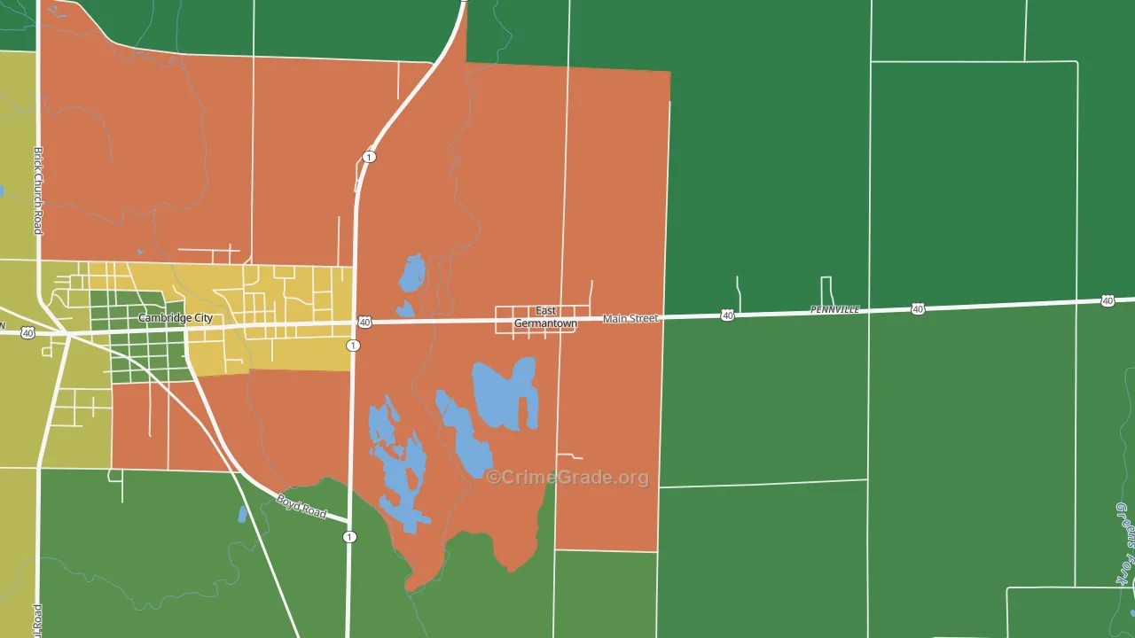 47370, IN Map of Vehicle Theft Rates