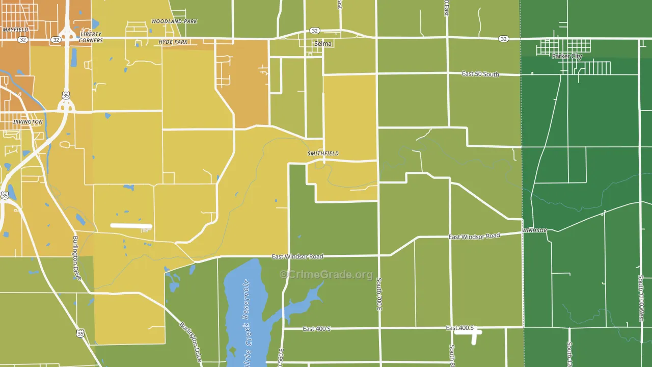 47383, IN Map of Vehicle Theft Rates