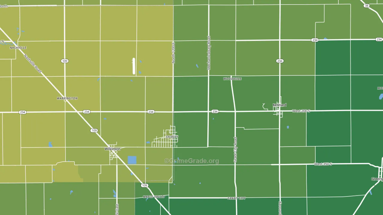 47384, IN Map of Vehicle Theft Rates
