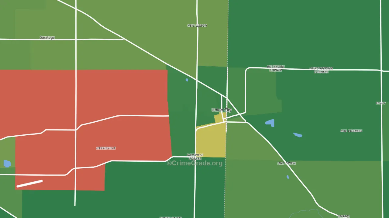 47390, IN Map of Vehicle Theft Rates