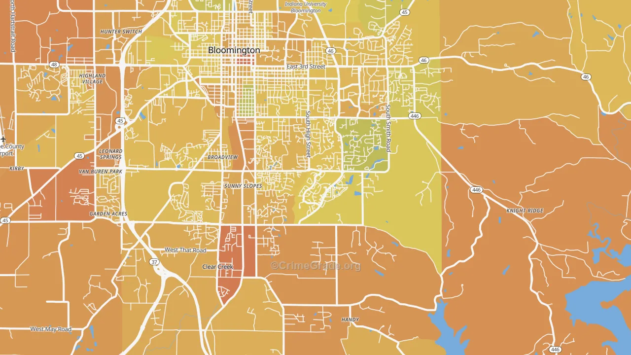 47401, IN Map of Vehicle Theft Rates