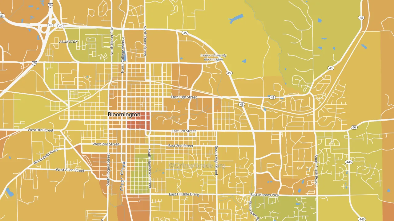 47405, IN Map of Vehicle Theft Rates