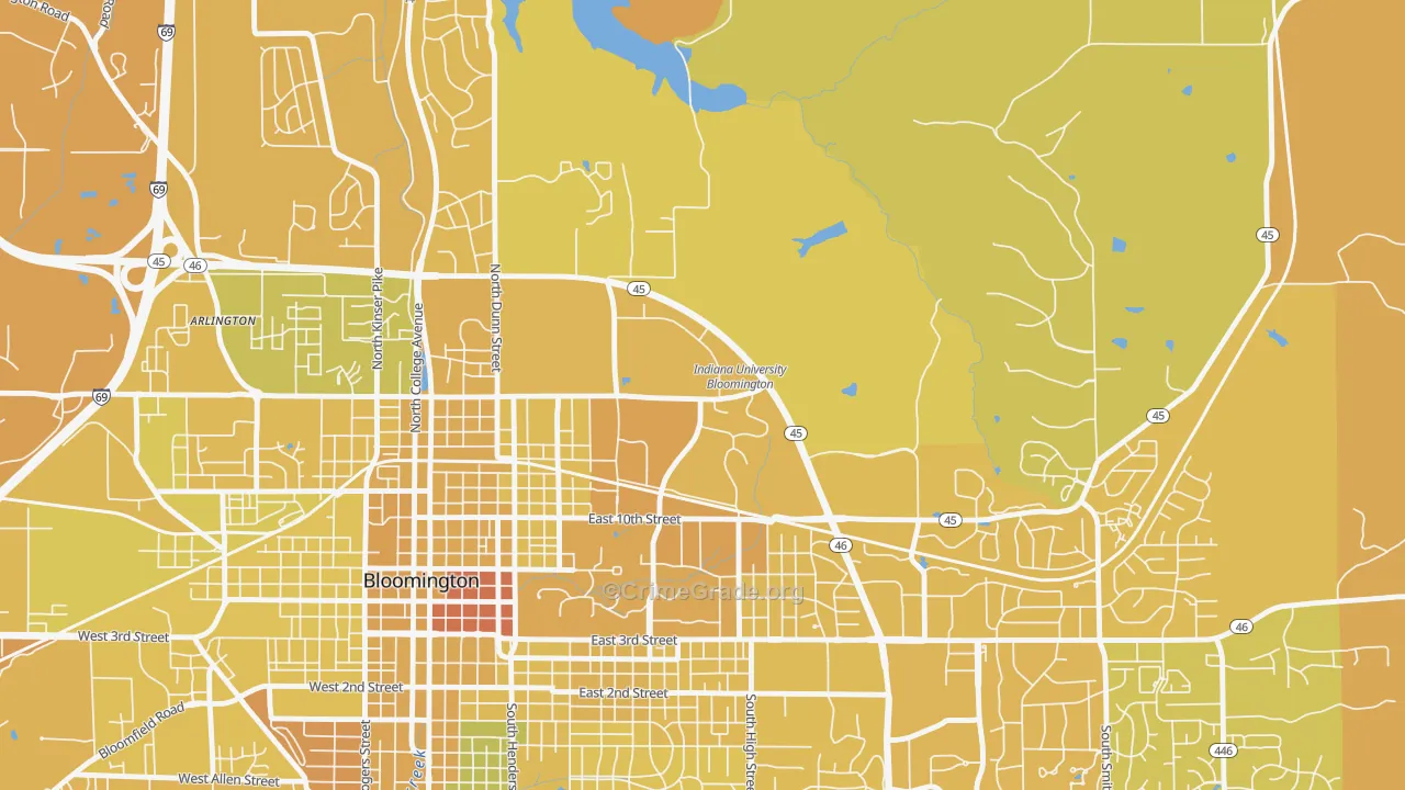 47406, IN Map of Vehicle Theft Rates
