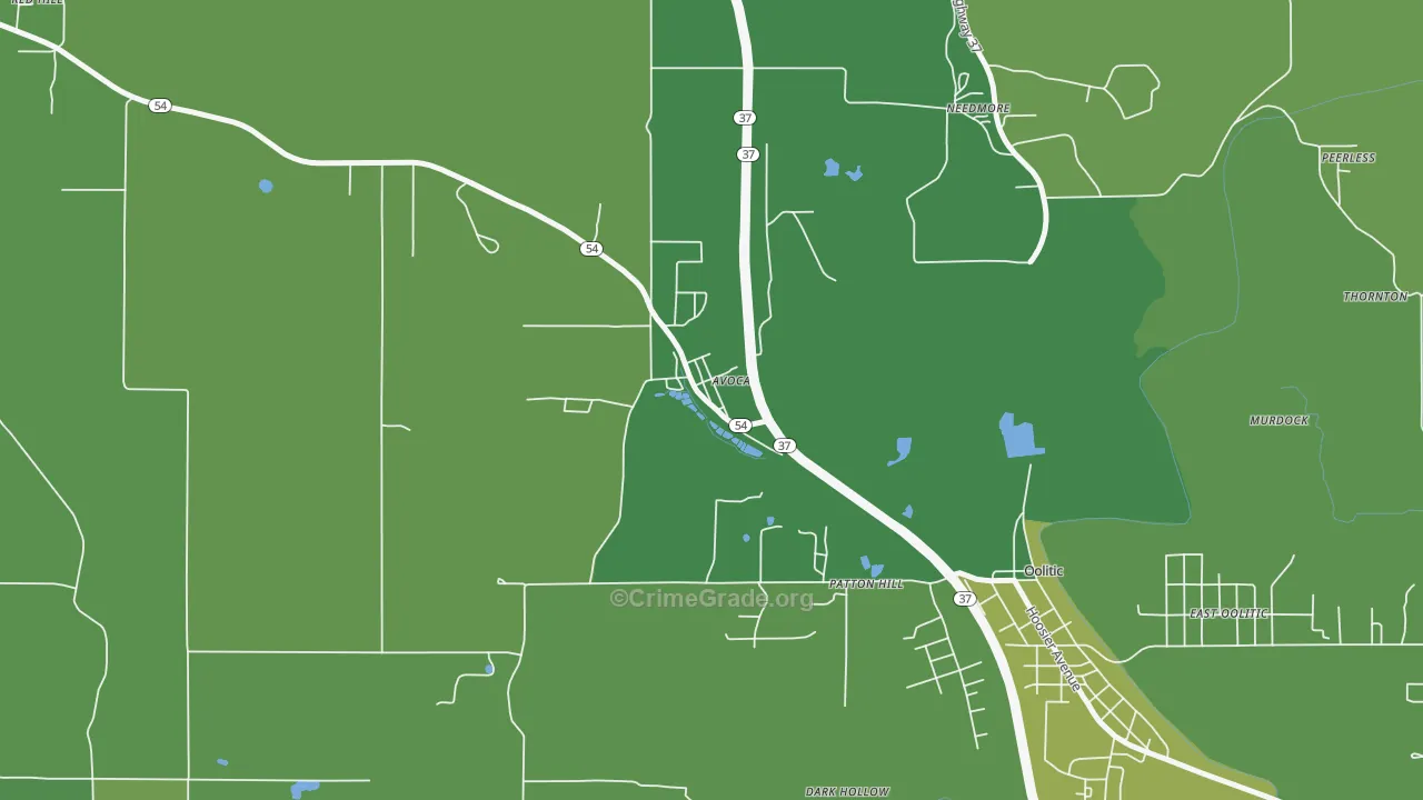 47420, IN Map of Vehicle Theft Rates