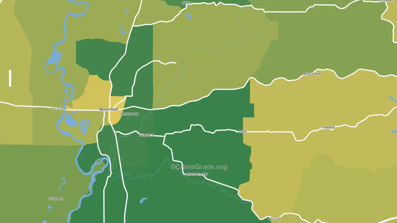 47424, IN Map of Vehicle Theft Rates