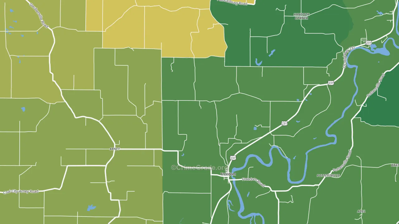 47431, IN Map of Vehicle Theft Rates