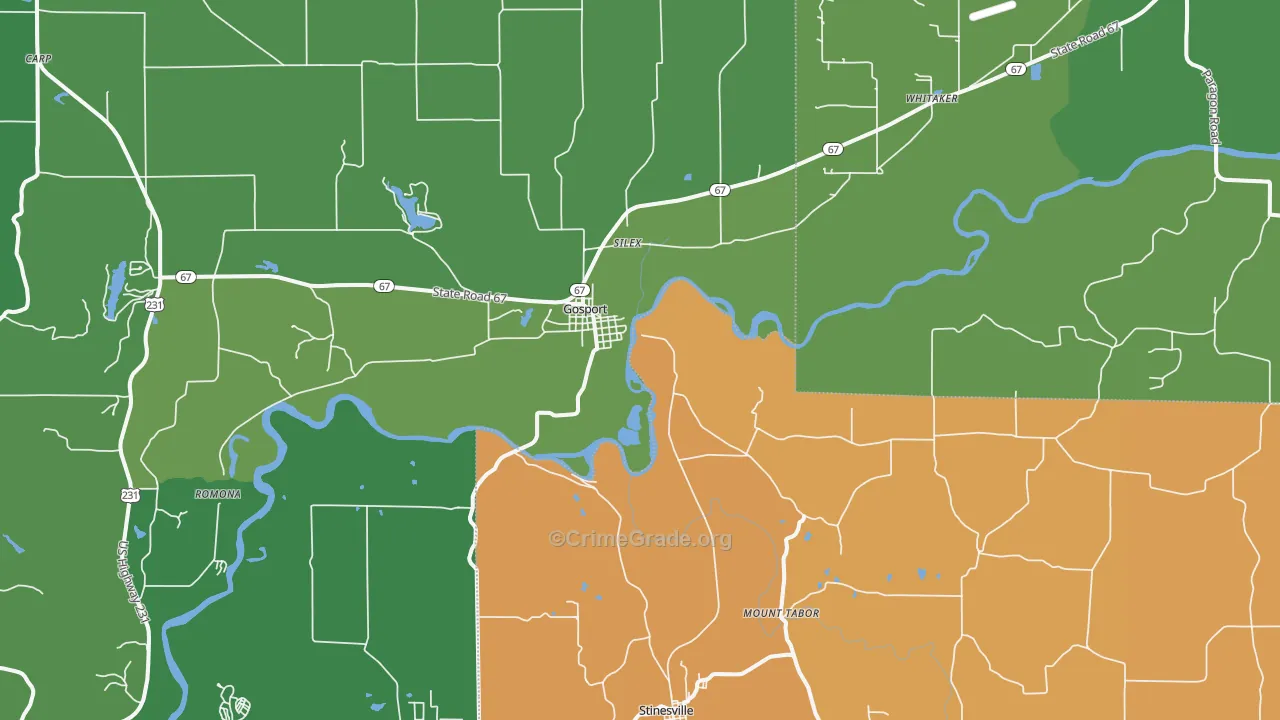 47433, IN Map of Vehicle Theft Rates