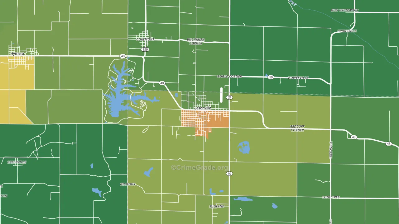 47438, IN Map of Vehicle Theft Rates