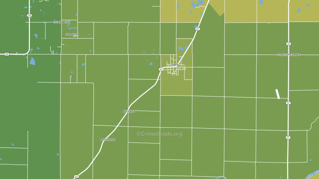 47443, IN Map of Vehicle Theft Rates