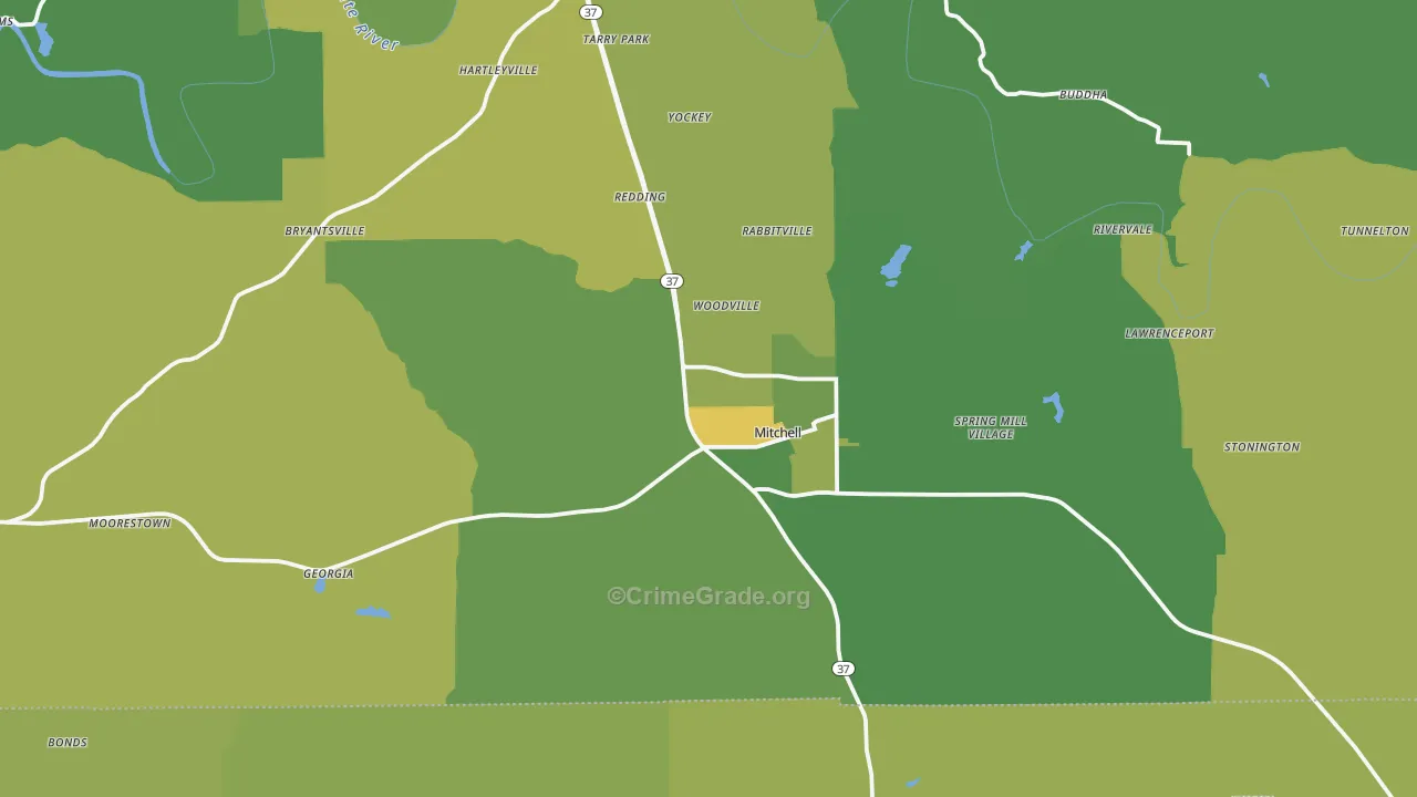 47446, IN Map of Vehicle Theft Rates