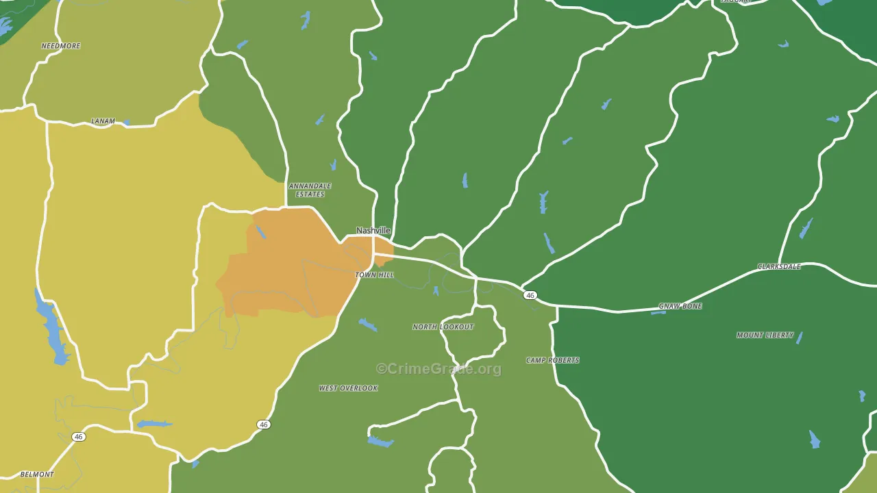 47448, IN Map of Vehicle Theft Rates