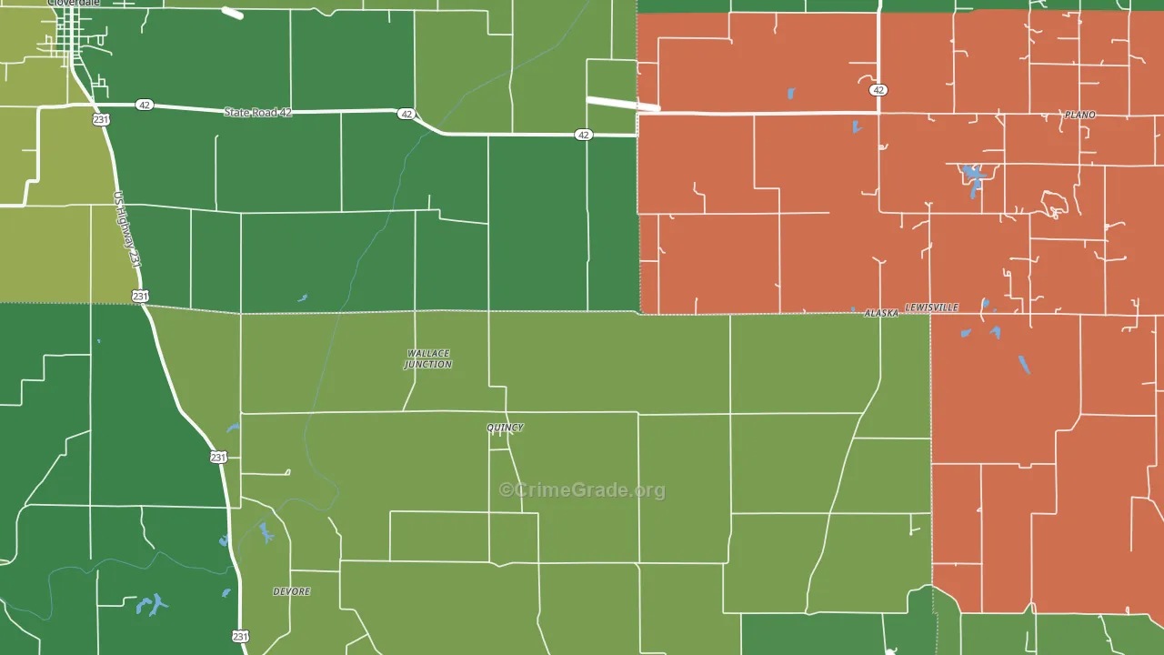 47456, IN Map of Vehicle Theft Rates