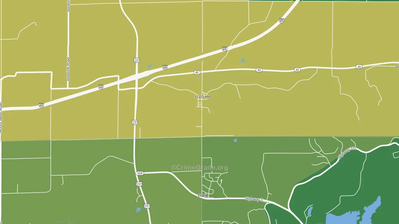 47457, IN Map of Vehicle Theft Rates